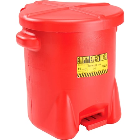 Eagle Mfg Eagle Poly Waste Can, 14 Gallon, Red with Foot Lever 937FL
